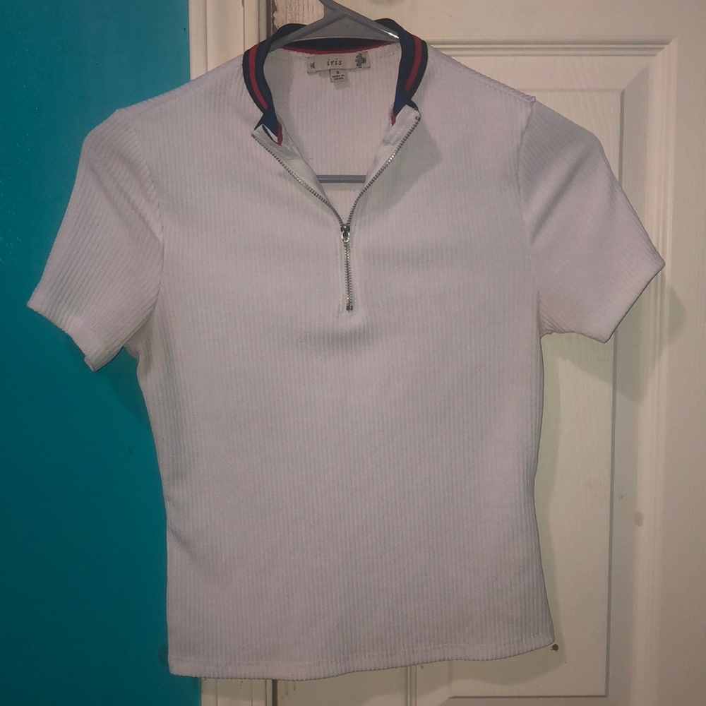 Zipper crop top tshirt